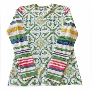 Whimsy Rose baby Waffle Long Sleeve Multicolor floral blouse size M-NOT FOR SALE